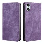 Per Sony Xperia 10 VI Custodia in pelle magnetica con spazzola antifurto RFID (viola)