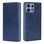 Per Motorola Edge 50 Pro 5G Custodia magnetica in pelle con texture di mucca (blu)
