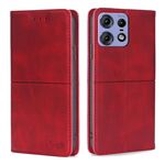 Per Motorola Edge 50 Pro 5G Custodia magnetica in pelle con texture di mucca (rosso)