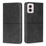 Per Motorola Moto G Power 5G 2024 Custodia magnetica in pelle con texture di mucca (nera)