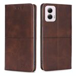 Per Motorola Moto G Power 5G 2024 Custodia magnetica in pelle con texture di mucca (marrone scuro)