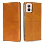 Per Motorola Moto G Power 5G 2024 Custodia magnetica in pelle con texture di mucca (marrone chiaro)