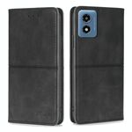 Per Motorola Moto G 5G 2024 Custodia magnetica in pelle con texture di mucca (nera)