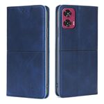 Per Motorola Edge 50 Fusion 5G Custodia magnetica in pelle con texture di mucca (blu)
