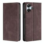 Per Redmi 13 4G Custodia in pelle magnetica Skin Feel (marrone scuro)