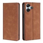 Per Redmi 13 4G Custodia in pelle magnetica Skin Feel (marrone chiaro)
