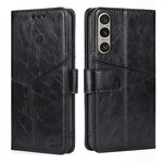 Per Sony Xperia 1 VI Custodia in pelle con cuciture geometriche (nero)