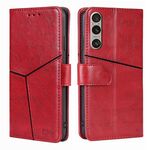 Per Sony Xperia 1 VI Custodia in pelle con cuciture geometriche (rosso)