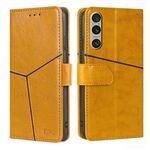 Per Sony Xperia 1 VI Custodia in pelle con cuciture geometriche (giallo)