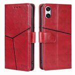 Per Sony Xperia 10 VI Custodia in pelle con cuciture geometriche (rosso)