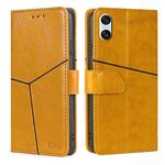 Per Sony Xperia 10 VI Custodia in pelle con cuciture geometriche (giallo)