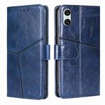 Per Sony Xperia 10 VI Custodia in pelle con cuciture geometriche (blu)