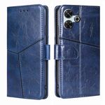 Per Redmi 13 4G Custodia per telefono in pelle con cuciture geometriche (blu)