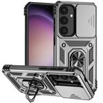 Per Samsung Galaxy S25+ 5G Custodia per telefono con supporto scorrevole Camshield (argento)