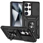 Per Samsung Galaxy S25 Ultra 5G Custodia per telefono con supporto scorrevole Camshield (nero)