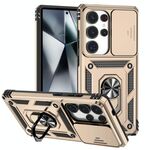 Per Samsung Galaxy S25 Ultra 5G Custodia per telefono con supporto scorrevole Camshield (oro)