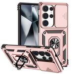 Per Samsung Galaxy S25 Ultra 5G Custodia per telefono con supporto scorrevole Camshield (oro rosa)