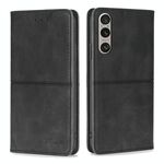 Per Sony Xperia 1 VI Custodia magnetica in pelle con texture mucca (nero)