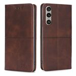 Per Sony Xperia 1 VI Custodia magnetica in pelle con texture mucca (marrone scuro)
