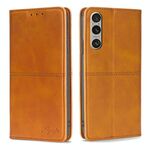 Per Sony Xperia 1 VI Custodia magnetica in pelle con texture mucca (marrone chiaro)
