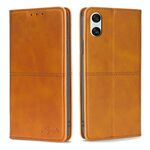 Per Sony Xperia 10 VI Custodia magnetica in pelle con texture mucca (marrone chiaro)