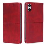 Per Sony Xperia 10 VI Custodia magnetica in pelle con texture mucca (rosso)
