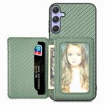 Per Samsung Galaxy S25 5G Custodia per telefono con blocco RFID e porta carte magnetiche in fibra di carbonio (verde)