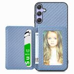 Per Samsung Galaxy S25+ 5G Custodia per telefono con blocco RFID in fibra di carbonio e porta carte magnetico (blu)