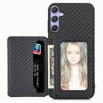 Per Samsung Galaxy S25 Ultra 5G Custodia per telefono con blocco RFID e porta carte magnetico in fibra di carbonio (nero)