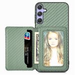Per Samsung Galaxy S25 Ultra 5G Custodia per telefono con blocco RFID in fibra di carbonio con porta carte magnetico (verde)