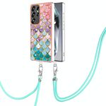 Per Samsung Galaxy S25 Ultra 5G Custodia antiurto in TPU IMD con motivo galvanico e cordino per il collo (squame colorate)