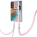 Per Samsung Galaxy S25 Ultra 5G Custodia antiurto in TPU IMD con motivo galvanico e cordino per il collo (farfalla che insegue i sogni)