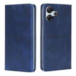 Per Redmi 13 4G Custodia magnetica in pelle con texture di mucca (blu)