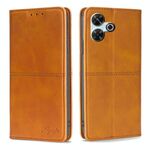 Per Redmi 13 4G Custodia magnetica in pelle con texture di mucca (marrone chiaro)