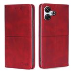 Per Redmi 13 4G Custodia magnetica in pelle con texture di mucca (rosso)