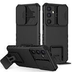 Per Samsung Galaxy S25 5G Custodia per telefono con supporto stereoscopico scorrevole Camshield (nero)