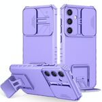 Per Samsung Galaxy S25+ 5G Custodia per telefono con supporto stereoscopico scorrevole Camshield (viola)