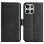 Per Motorola Moto G75 5G Custodia in pelle con chiusura magnetica orizzontale a doppio lato (nera)
