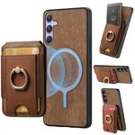 Per Samsung Galaxy S24+ 5G Retro Custodia Magnetica Divisibile con Supporto per Carte in Pelle per Telefono (Marrone)