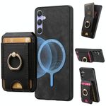 Per Samsung Galaxy S24 5G Retro Custodia in pelle con supporto magnetico divisibile (nero)