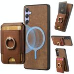 Per Samsung Galaxy S24 5G Retro Custodia in pelle con supporto magnetico divisibile (marrone)