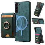Per Samsung Galaxy S23 5G Retro Custodia in pelle con supporto magnetico divisibile (verde)