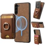 Per Samsung Galaxy S22 5G Retro Custodia Magnetica Divisibile con Supporto per Carte in Pelle per Telefono (Marrone)