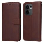 Per OPPO Reno13 F 4G / 5G Custodia per telefono in pelle con texture di vitello classica (marrone)