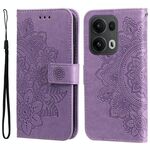 Per OPPO Reno13 Pro Global Custodia in pelle con stampa a fiori a sette petali (viola chiaro)