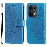 Per OPPO Reno13 Pro Custodia per telefono in pelle con stampa a sette petali di fiori (blu)