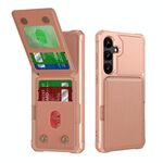 Per Samsung Galaxy S24 FE 5G Custodia per telefono in pelle con supporto verticale a ribalta (oro rosa)
