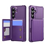 Per Samsung Galaxy S24+ 5G Custodia per telefono in pelle con supporto per carte di credito orizzontale a ribalta (viola)
