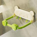 Supporto per lavabo a ventosa, da bagno, pieghevole, multifunzione, senza foratura, organizer da parete (verde crema)