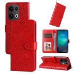 Per OPPO Reno13 Pro Custodia per telefono in pelle con motivo girasole in rilievo globale (rosso)